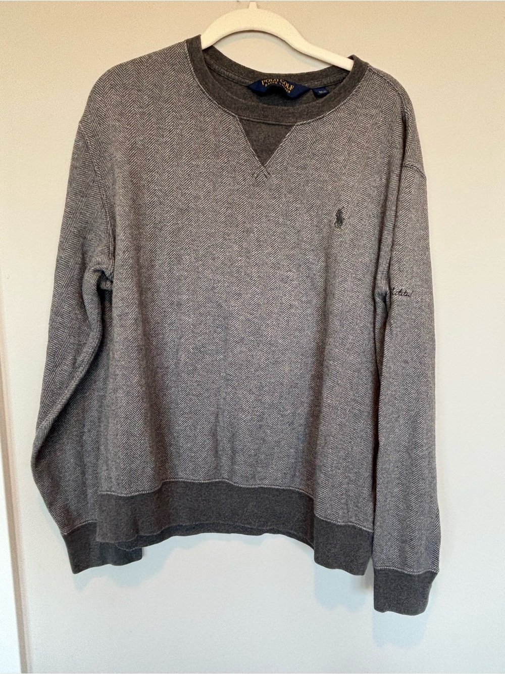 Polo by Ralph Lauren Gray Herringbone Crewneck Sweatshirt